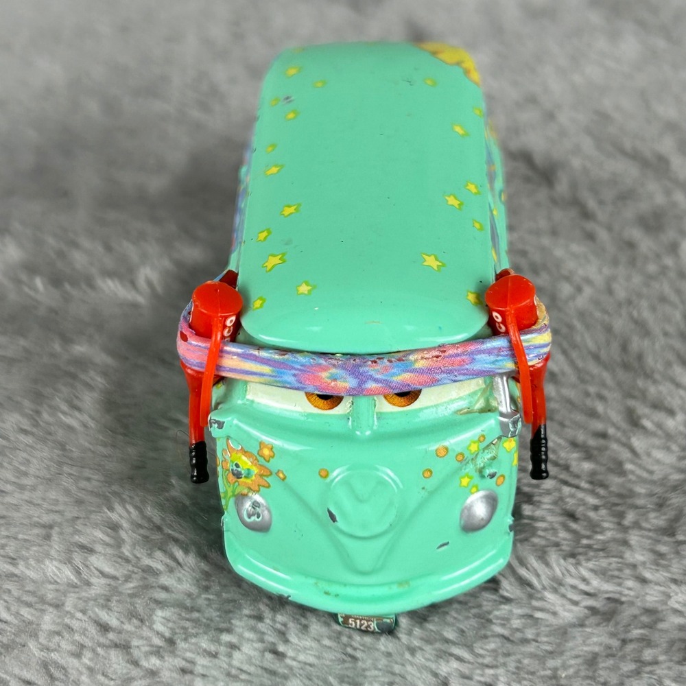 Disney Pixar Cars Fillmore VW Bus Diecast Teal Green Peace Love 3586 EA
